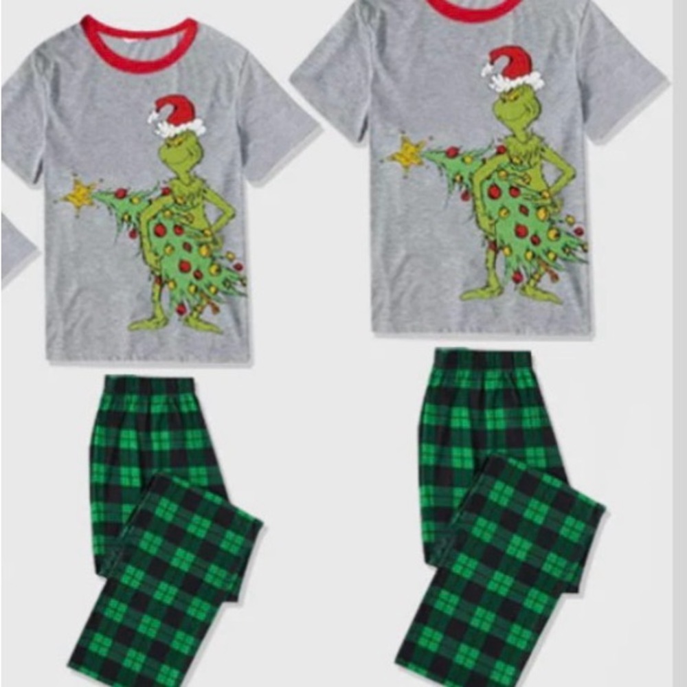 Men’s Grinch Christmas Pajamas - Gray and Green